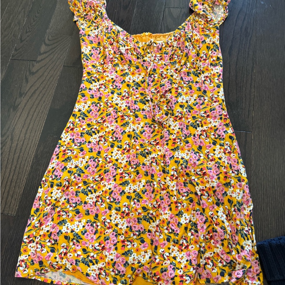 All in Favor Yellow and Pink Sundress Sleeveless Casual